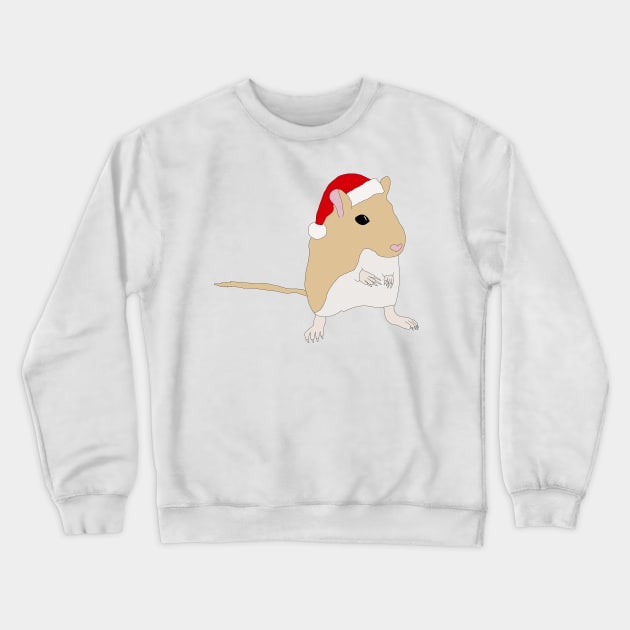 Cute golden Gerbil in a Santa hat Crewneck Sweatshirt by Becky-Marie